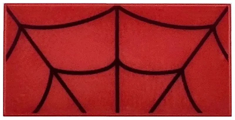 Red Tile 2 x 4 with Dark Red Curved Lines / Spider Web Pattern (BrickHeadz Iron Spider-Man Forehead)