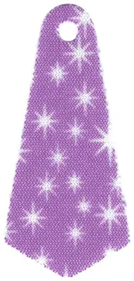 White Mini Doll, Cape Cloth, Friends, Long Narrow with Small Top Hole with Stars on Medium Lavender 