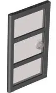 Black Door 1 x 4 x 6 with 3 Panes with Molded Trans-Brown Glass with Stud Handle Pattern