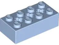 Bright Light Blue Technic, Brick 2 x 4 with 3 Axle Holes