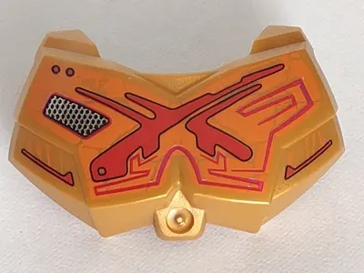 Pearl Gold Large Figure Chest Armor Small with Red and Orange Pattern