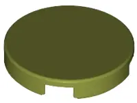Olive Green Tile, Round 2 x 2 with Bottom Stud Holder