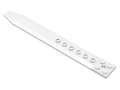 White Plate, Modified 2 x 16 with Angled Side Extensions and Axle Hole (Rotor Blade)