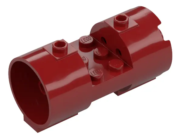 Dark Red Cylinder 3 x 6 x 2 2/3 Horizontal - Square Connections Between Interior Studs
