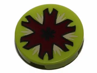 Lime Tile, Round 2 x 2 with Open Insect Mouth Pattern