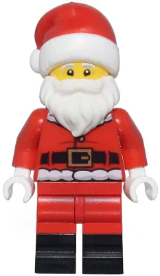 Santa - Fur Lined Jacket with 2 Wrinkles on Back, Red Legs with Black Boots, Santa Hat with Molded R