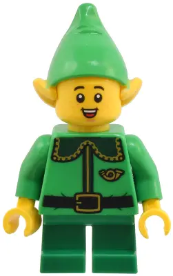 Elf - Dark Green Collar and Gold Horn, Open Mouth Smile with Freckles