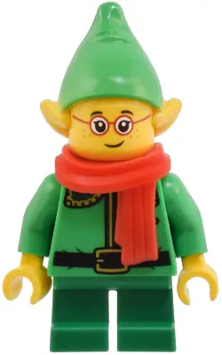 Elf - Dark Green Collar and Gold Horn, Red Scarf, Glasses
