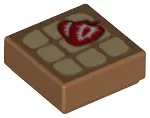 Medium Nougat Tile 1 x 1 with Waffle and Strawberries Pattern