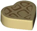 Tan Tile, Round 1 x 1 Heart with Waffle Pattern