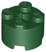 Dark Green Brick, Round 2 x 2 with Axle Hole