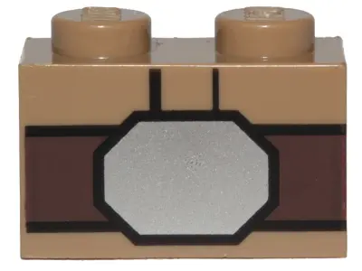Dark Tan Brick 1 x 2 with Dark Brown Belt and Silver Buckle Pattern (BrickHeadz Luke Skywalker Abdom