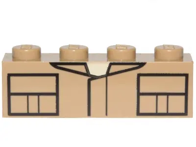 Dark Tan Brick 1 x 4 with Jacket and Two Pockets Pattern (SW Luke Skywalker)