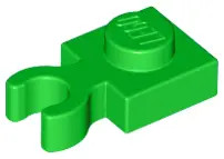 Bright Green Plate, Modified 1 x 1 with Open O Clip Thick (Vertical Grip)