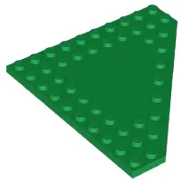 Green Wedge, Plate 10 x 10 Cut Corner with no Studs in Center