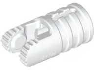 White Hinge Cylinder 1 x 2 Locking with 2 Fingers and Axle Hole on Ends with Slots