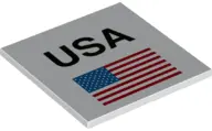White Tile 6 x 6 with Bottom Tubes with 'USA' and United States of America Flag Pattern