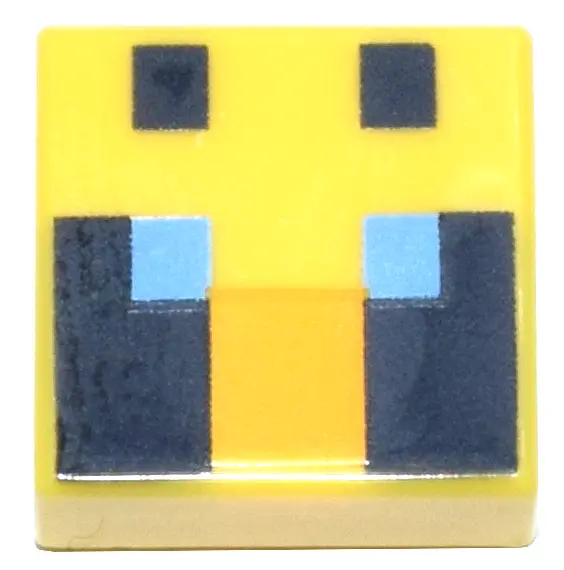 Yellow Tile 1 x 1 with Passive Bee Eyes Minecraft Pixelated Pattern