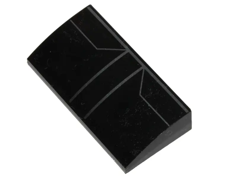Black Slope, Curved 2 x 4 x 2/3 with Bottom Tubes with Dark Silver Lines Pattern (BrickHeadz Darth V