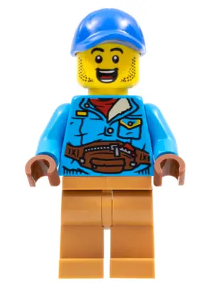 Man, Blue Cap, Dark Azure Jacket, Medium Nougat Legs