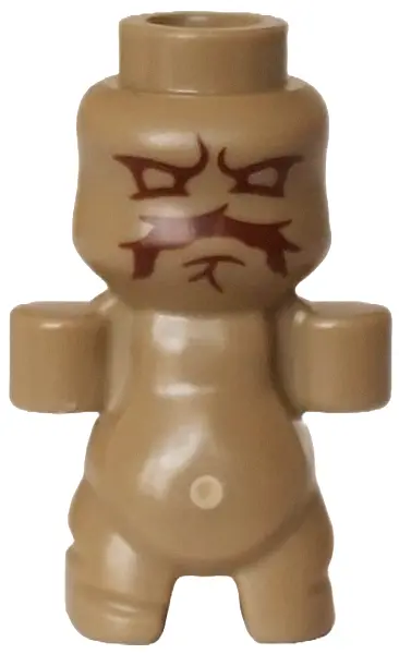 Tan Minifigure, Utensil Micro Body with Fixed Arms with Hands, Legs and Head with Reddish Brown Mand