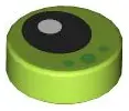 Lime Tile, Round 1 x 1 with Black Eye with White Pupil and 3 Bright Green Dots Pattern
