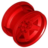 Red Wheel 56mm D. x 34mm Technic Racing Medium, 6 Pin Holes