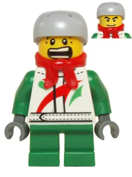 Octan - Jacket with Red and Green Stripe, Green Short Legs, Red Bandana, Helmet Sports with Vent Hol