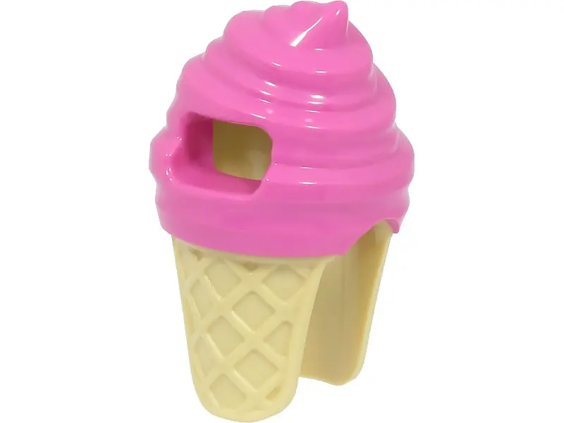 Dark Pink Minifigure, Headgear Head Cover, Costume Ice Cream with Molded Tan Cone Pattern