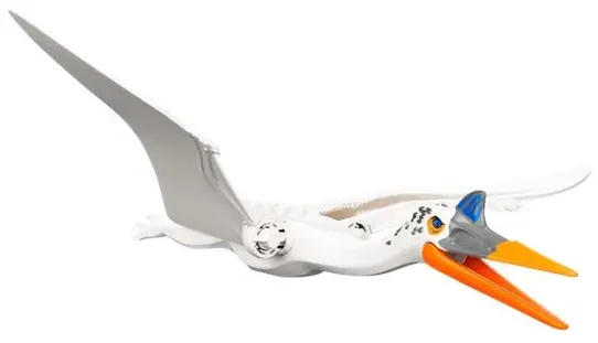White Dinosaur Quetzalcoatlus with Blue Eyes and Orange Jaw
