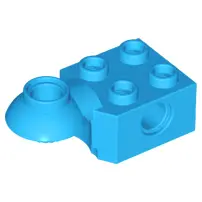 Dark Azure Technic, Brick Modified 2 x 2 with Pin Hole and Rotation Joint Ball Half Horizontal