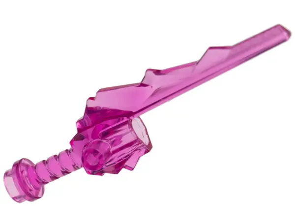 Trans-Dark Pink Minifigure, Weapon Sword Hilt with Crystal Shard
