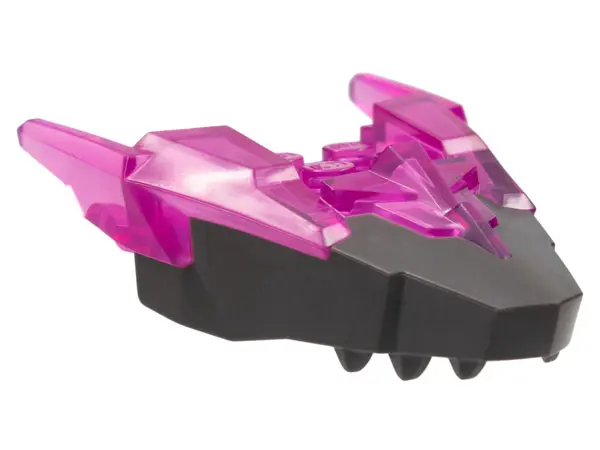 Trans-Dark Pink Dragon Head (Ninjago) Jaw Upper with Horns with Molded Pearl Dark Gray Face Pattern