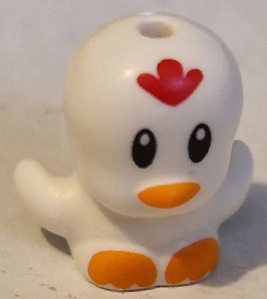 White Bird, Chick with Open Wings with Black Eyes, Red Comb, Orange Beak and Feet Pattern (Sonic the