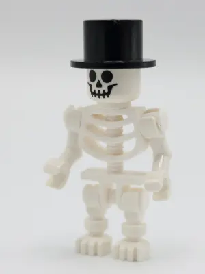 Skeleton - Standard Skull, Bent Arms Horizontal Grip, Black Top Hat
