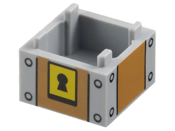 Light Bluish Gray Container, Box 2 x 2 x 1 - Top Opening with Raised Inner Bottom with Medium Nougat