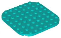 Dark Turquoise Plate, Round 8 x 8 with Rounded Corners