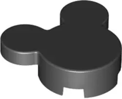 Black Brick, Round 2 x 2 x 2/3 No Studs with 2 Tile, Round 1 x 1 (Mickey Mouse Head)