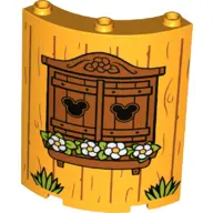 Bright Light Orange Cylinder Quarter 4 x 4 x 6 with Grass, Flowers, Mickey Mouse Heads and Wooden Sh