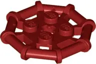 Dark Red Plate, Modified 2 x 2 with Bar Frame Octagonal, Reinforced, Completely Round Studs