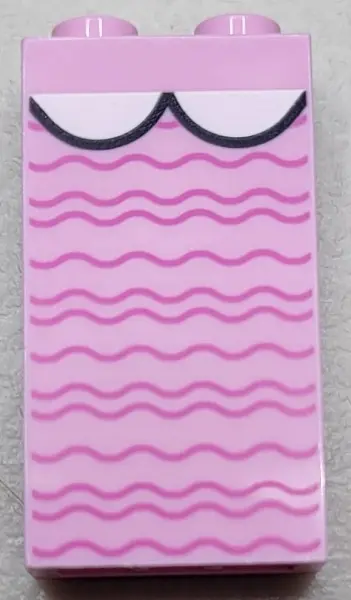 Bright Pink Brick 1 x 2 x 3 with White Lapels and Dark Pink Wavy Lines Pattern (BrickHeadz Eleven To