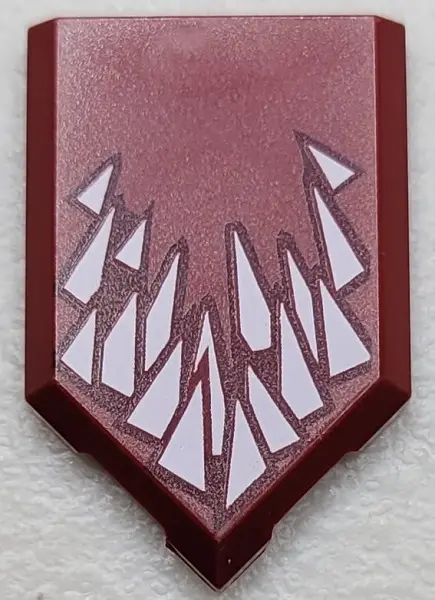 Dark Red Tile, Modified 2 x 3 Pentagonal with Overlapping White Triangles Pattern (BrickHeadz Demogo