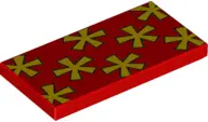 Red Tile 2 x 4 with Yellow Flowers Pattern (BrickHeadz Dale Shirt Back)
