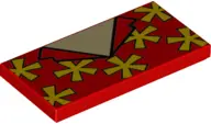 Red Tile 2 x 4 with Yellow Flowers, Tan Neck and Black Outlined Collar Pattern (BrickHeadz Dale Shir