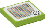 Lime Tile 2 x 2 with Super Mario Scanner Code Yoshi Speech Bubble with Ellipsis Pattern (Sticker) - 