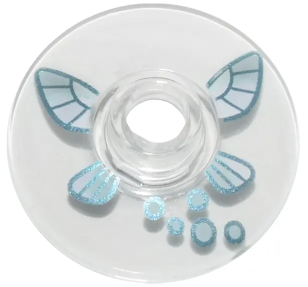 Trans-Clear Dish 2 x 2 Inverted (Radar) with White, Light Aqua and Metallic Light Blue Fairy Wings a
