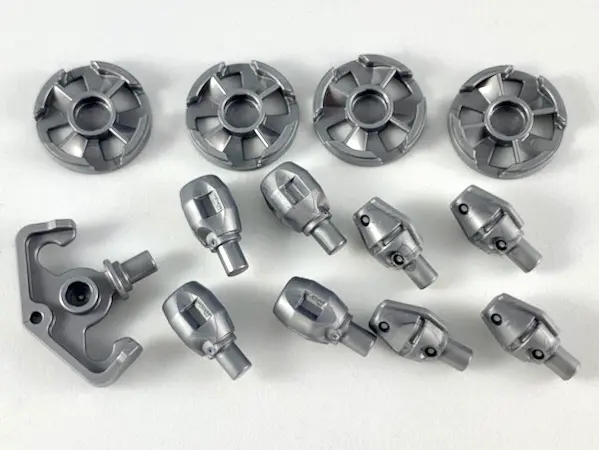 Flat Silver Minifigure, Weapon Pack Discs, Grappler, Grenade Tips, 13 in Bag (Multipack)