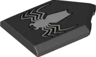 Black Tile, Modified 2 x 3 Pentagonal with White Wide Spider (Venom) Pattern
