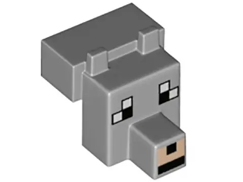 Light Bluish Gray Creature Head Pixelated with Snout with Black and White Eyes Large, Light Nougat M