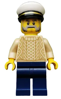 Sailor Captain - Male, Tan Sweater, Dark Blue Legs, White Cap, Beard and Sideburns